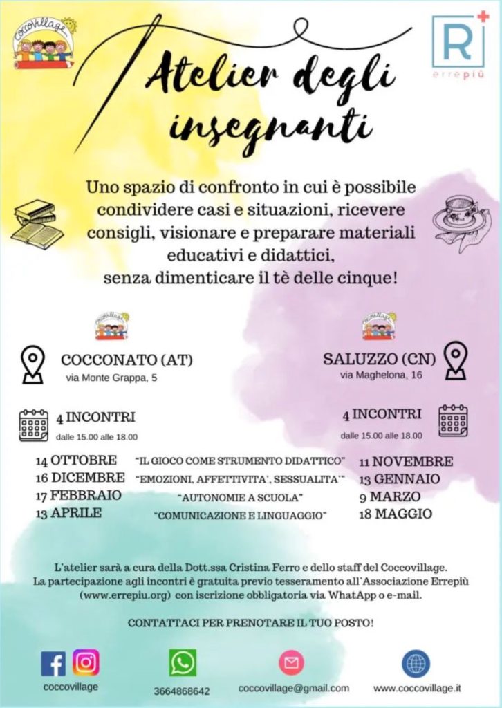 atelier insegnanti, formazione, coccovillage